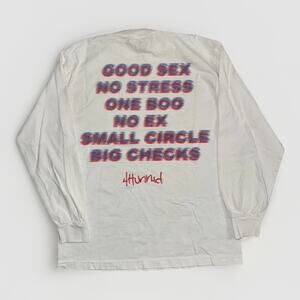 4Hunnid Long Sleeve Graphic Tee White Medium “Good Sex No Stress” YG Rap Shirt